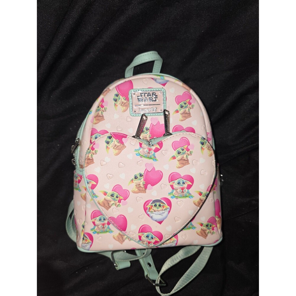Like new loungefly Disney star wars heart grogu baby Yoda  child mini backpack!